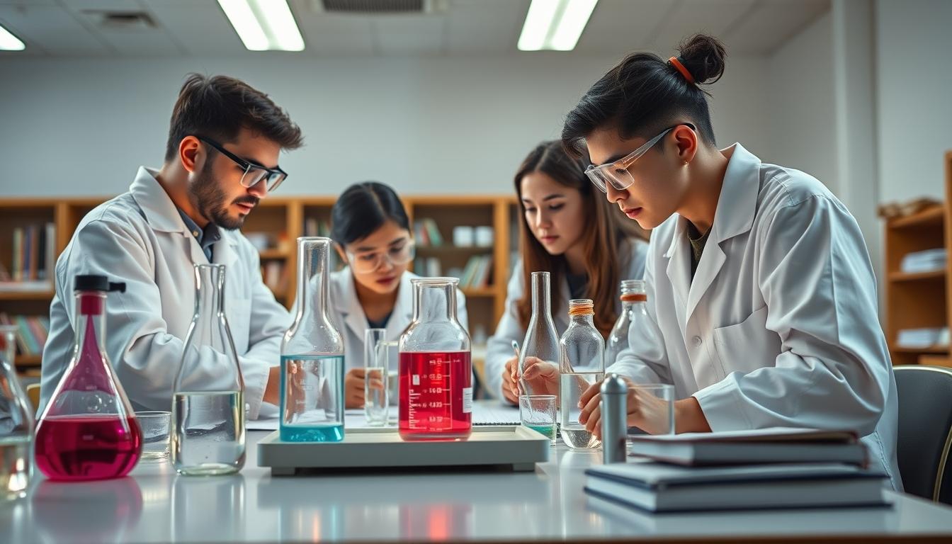 Students working in research laboratory