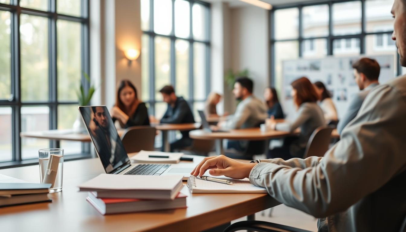 Students collaborating in study space
